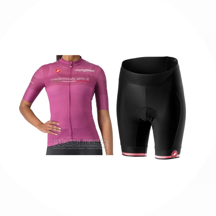 2024 Cycling Jersey Women Giro D'italy Purple Short Sleeve And Bib Short